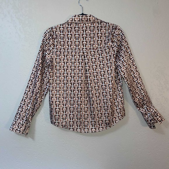 Forever 21 Contemporary Long Sleeve Button-Down Shirt 70s Pattern Small - Picture 2 of 7